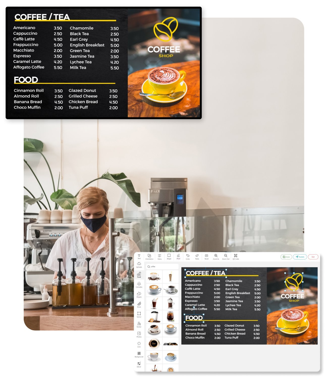 coffee shop menu boards template editor