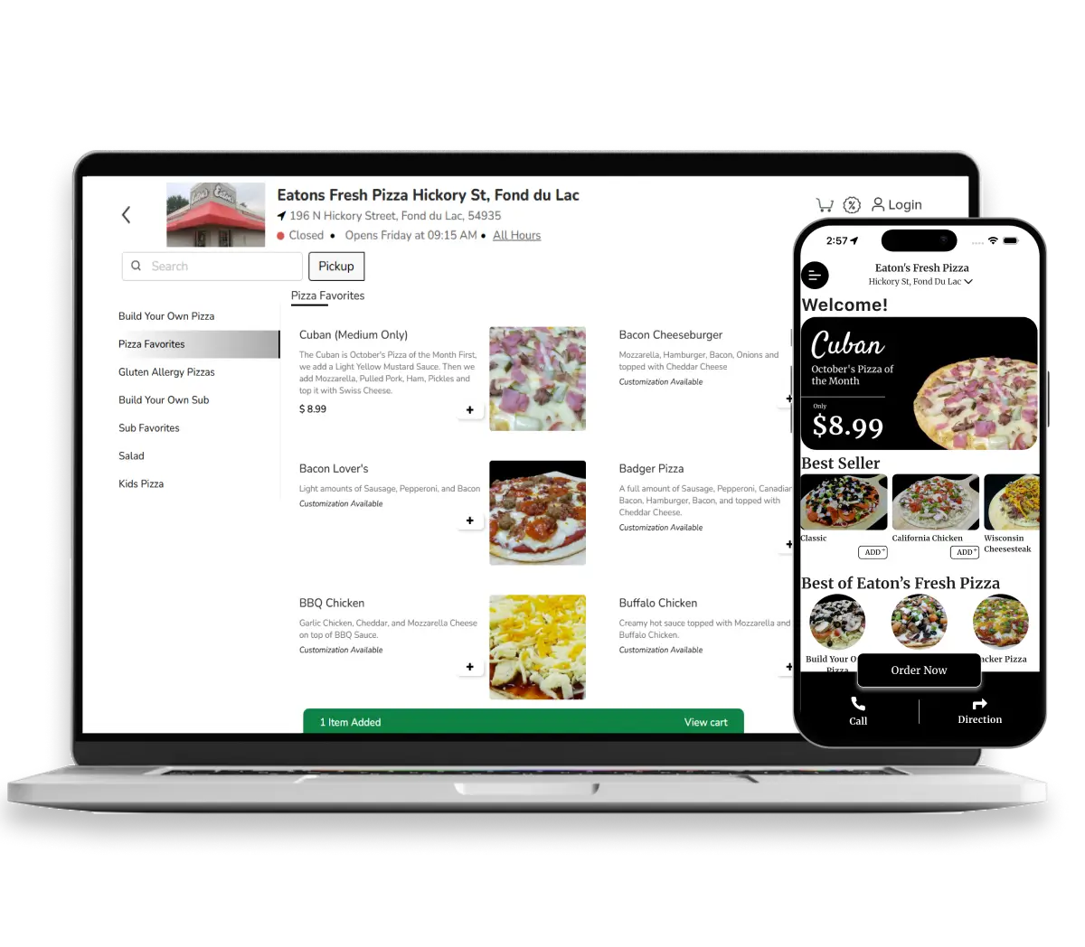 eatons fresh pizza online ordering